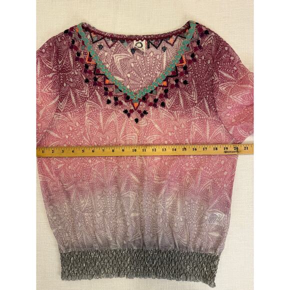 Akemi + Kin for Anthropologie Embroidered Ombré Blouse | Size L - Picture 7 of 11